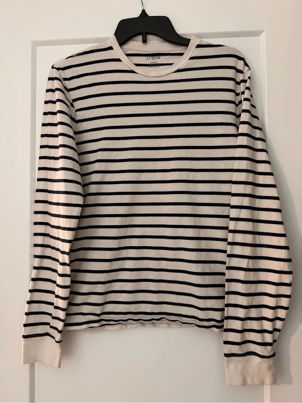 J. Crew Men Washed Striped Crewneck Tee - Beige and Black Striped